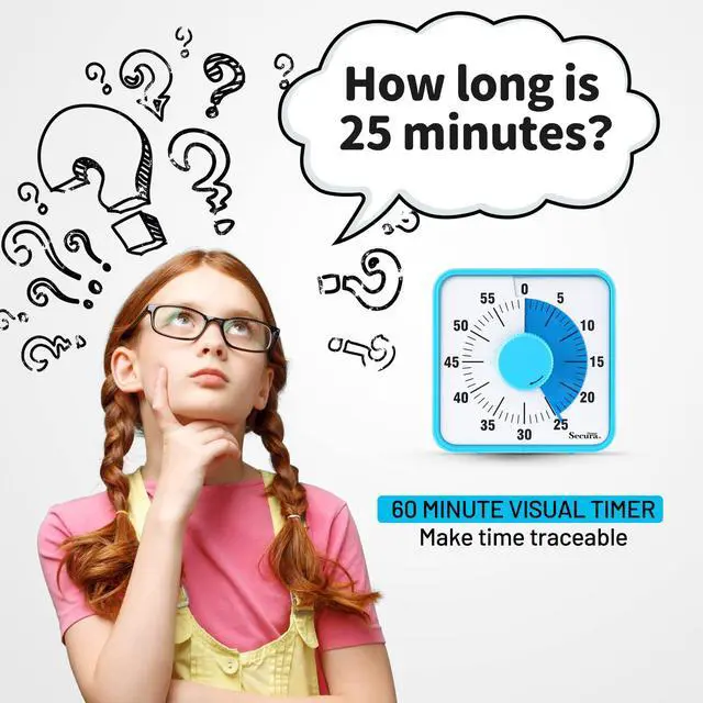 Alt view image 2 of 7 - 60-Minute Visual Timer, 7.5 Inch Oversize Countdown Timer Clock for Kids and Adults, Durable Mechanical Time Management Tool with Magnetic Backing Sky Blue