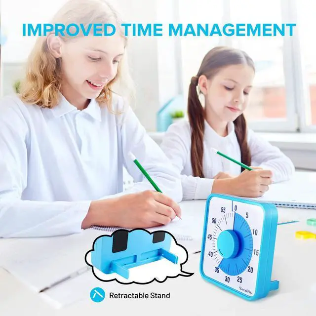 Alt view image 5 of 7 - 60-Minute Visual Timer, 7.5 Inch Oversize Countdown Timer Clock for Kids and Adults, Durable Mechanical Time Management Tool with Magnetic Backing Sky Blue