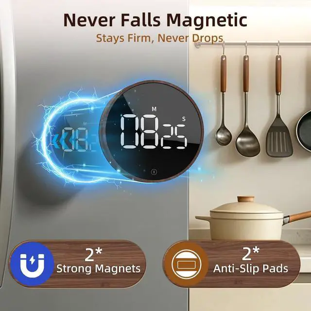 Alt view image 4 of 7 - Digital Kitchen Timer - Magnetic Countdown Countup Timer with Large LED Display Volume Adjustable, Easy for Cooking and for Seniors and Kids to Use