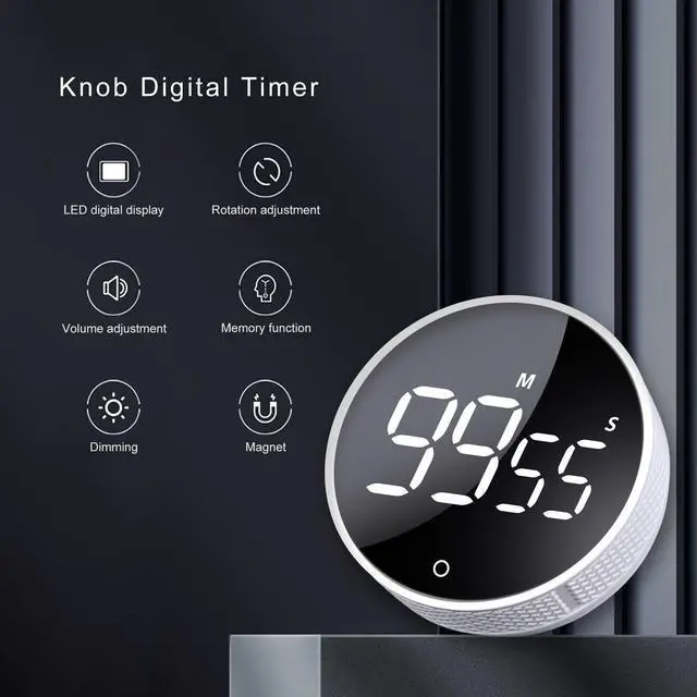 Alt view image 2 of 6 - Digital Kitchen Timers, Visual timers Large LED Display Magnetic Countdown Countup Timer for Classroom Cooking Fitness Baking Studying Teaching, Easy for Kids and Seniors White