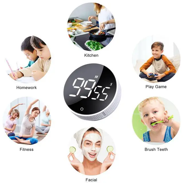 Alt view image 6 of 6 - Digital Kitchen Timers, Visual timers Large LED Display Magnetic Countdown Countup Timer for Classroom Cooking Fitness Baking Studying Teaching, Easy for Kids and Seniors White
