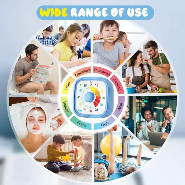 Alt view image 6 of 7 - 60 Minute Visual Timer with Colorful Dial, Pomodoro Timer for Kids and Adults, Silent Countdown Time Management Tool (Batteries Not Included)