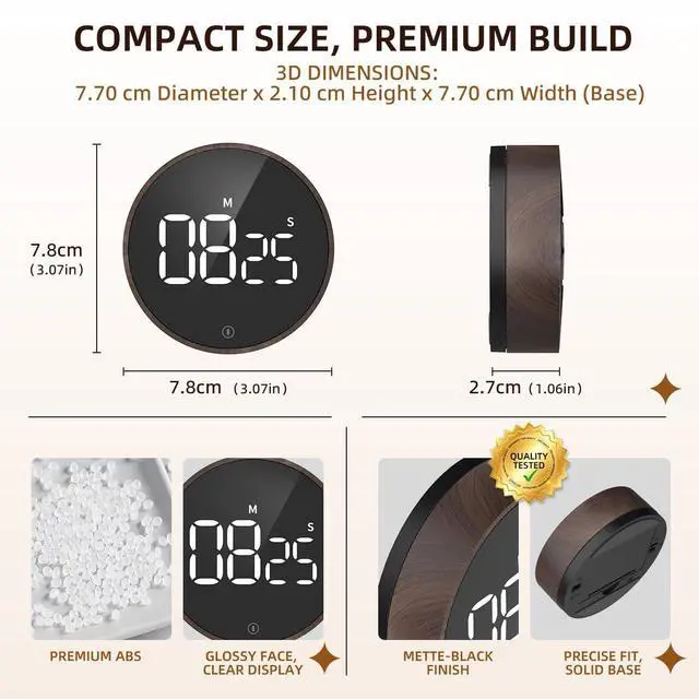 Alt view image 7 of 7 - Digital Kitchen Timer - Magnetic Countdown Countup Timer with Large LED Display Volume Adjustable, Easy for Cooking and for Seniors and Kids to Use