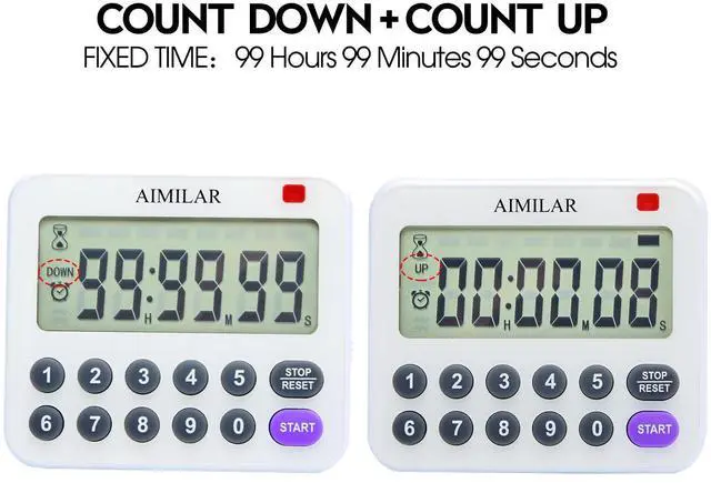 Alt view image 2 of 7 - Magnetic Digital Kitchen Timer with Direct Numerical Keypad, Loud Alarm - 99Hr Countdown Count Up Timer for Cooking Baking Classroom, Batteries Included