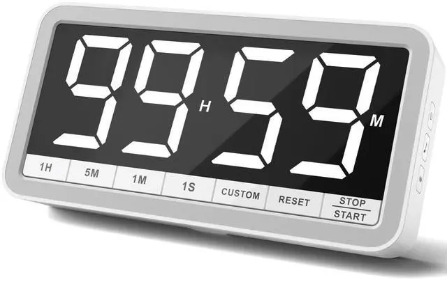 Main image of Digital Kitchen Timer with 7.8 Extra Large Display, Magnetic, LED with 3 Brightness, 4 Alarms and 3 Volume Levels, Battery Countdown Count Up Timer for Cooking, Classroom, Home Gym (White)