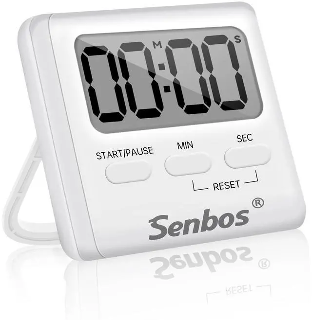 Main image of Digital Kitchen Timer with Loud Alarm - Magnetic Countdown/Countup Timer, Silent Mode, Large LED Display for Cooking, Classroom, Kids & Seniors (White)