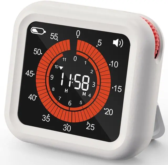 Main image of Digital Visual Timer - Max 11H 59M Rechargeable Countdown Timer with VA Display, Clear Digits, Adjustable Volume and Brightness, Magnetic Digital Timer for Kitchen, Classroom, Office (White)