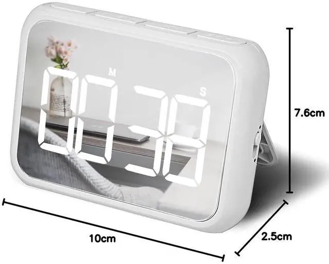 Alt view image 6 of 7 - Digital Large Display Visual Timer Stopwatch for Kitchen Teacher School Classroom Cooking, Night Light Magnetic Bathroom Makeup Mirror LED Stop Clock Timer, 99 Minutes Countdown, Loud/Silent (White)