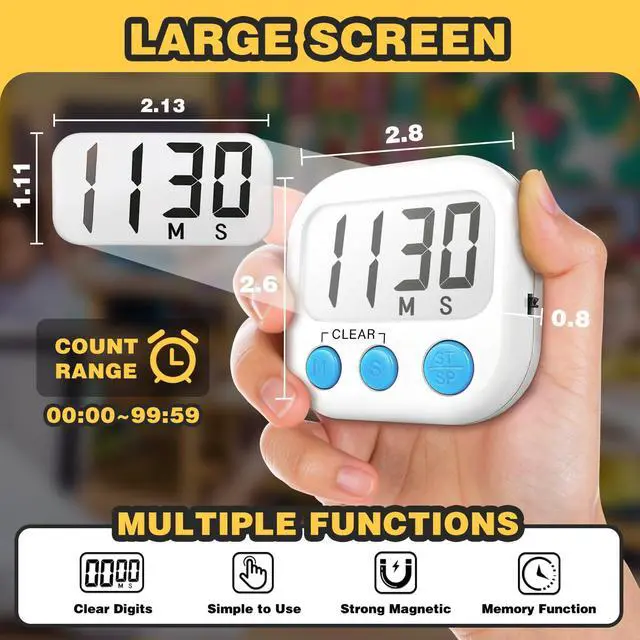 Alt view image 3 of 7 - Classroom Timers for Teachers Kids Large Magnetic Digital Timer Teacher Supplies 2 Pack-Blue White