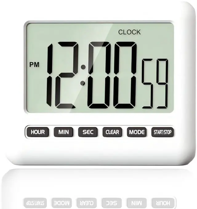 Main image of Magnetic Clock Digital Small for Fridge Stove with Clip Kitchen Timer Clocks Large Screen Loud Alarm 12/24 Hour Multi-Functional Countdown for Baking Sports Office Classroom 3.34x2.83 Inches Black