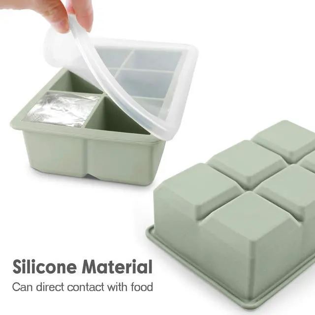 Alt view image 2 of 6 - Silicone Ice Cube Trays 3 Pack - Large Size Silicone Ice Cube Molds with Leak Proof Removable Lid Square Ice Cube Tray And BPA Free for Cocktail,Whiskey, Stackable Flexible Ice