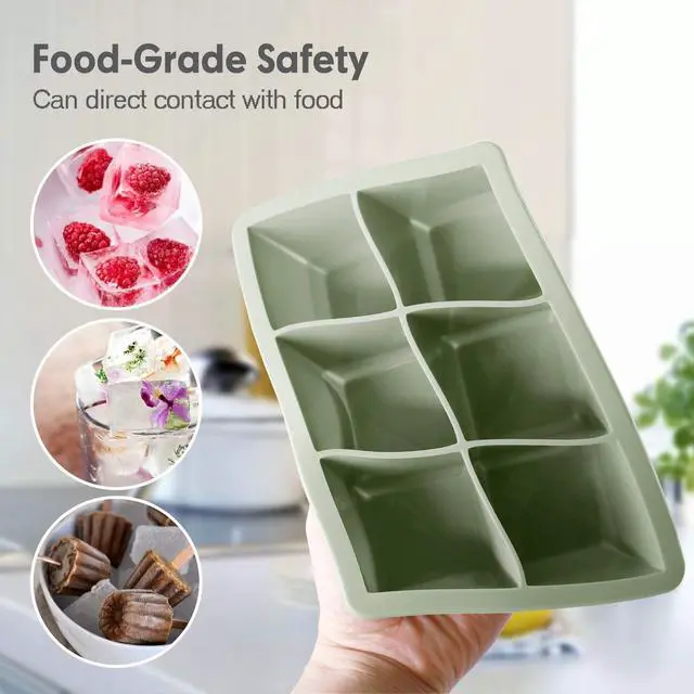 Alt view image 6 of 6 - Silicone Ice Cube Trays 3 Pack - Large Size Silicone Ice Cube Molds with Leak Proof Removable Lid Square Ice Cube Tray And BPA Free for Cocktail,Whiskey, Stackable Flexible Ice