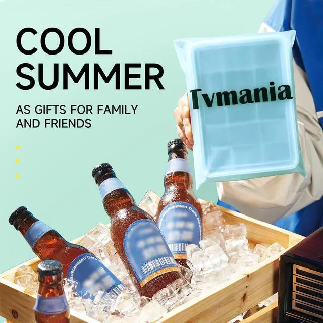 Alt view image 7 of 7 - Ice Cube Trays Set of 2, Easy Release 15 Flexible Silicone Ice Cube Molds with Removable Lid Reusable Freezer Ice Trays Stackable for Whiskey, BPA Free (BAMBOO GREEN)