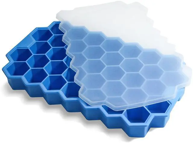 Main image of Ice Cube Trays for Freezer with Lid-37 Grid Silicone for Small Ice Cube Molds,Easy-Release Reusable in Organizer Bins or Ice Bucket for Cocktail bar or Iced Coffee Cup