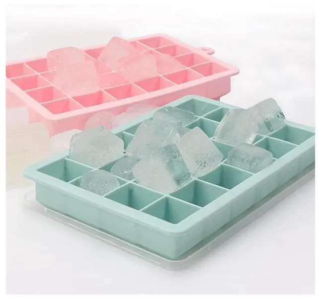 Alt view image 3 of 7 - Ice Cube Tray, 3 Pack Silicone Ice Cube Molds, Ice Cube Trays, Silicone Ice Trays, Easier to Release, BPA Free for Alcohol/Coffee/Beverages (Pink, Light blue, Purple)