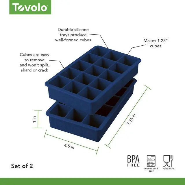 Alt view image 6 of 6 - Silicone Ice Cube Tray Deep Indigo Pack of 2 BPA Free Ice Tray Mold for Coffee Drinks Cocktails, Dishwasher Safe Easy Release Perfect 1 Inch Cube Ice Tray for Whiskey Bourbon Spirits