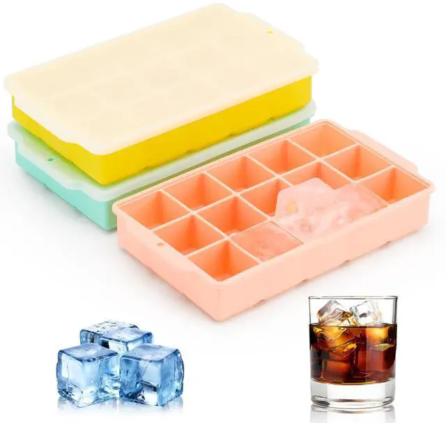 Main image of Silicone Ice Cube Tray, Ice Tray for Freezer with Lid, 3 Pack Ice Cube Trays for Freezer with 45 Flexible Easy Release Ice Trays