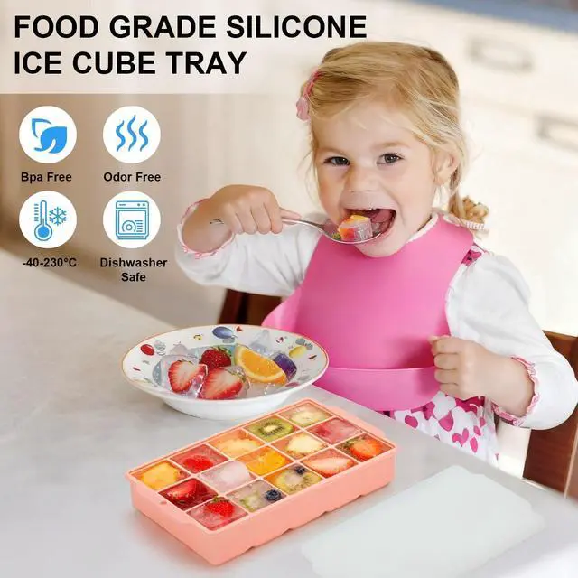 Alt view image 5 of 6 - Silicone Ice Cube Tray, Ice Tray for Freezer with Lid, 3 Pack Ice Cube Trays for Freezer with 45 Flexible Easy Release Ice Trays