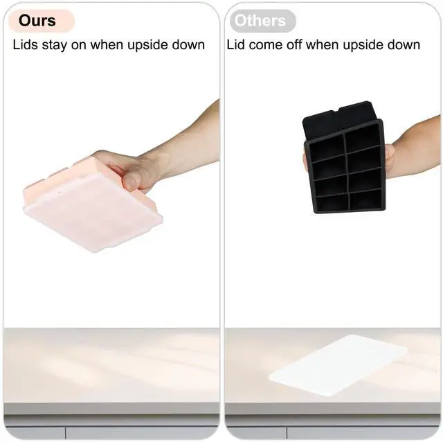 Alt view image 2 of 6 - Silicone Ice Cube Tray, Ice Tray for Freezer with Lid, 3 Pack Ice Cube Trays for Freezer with 45 Flexible Easy Release Ice Trays