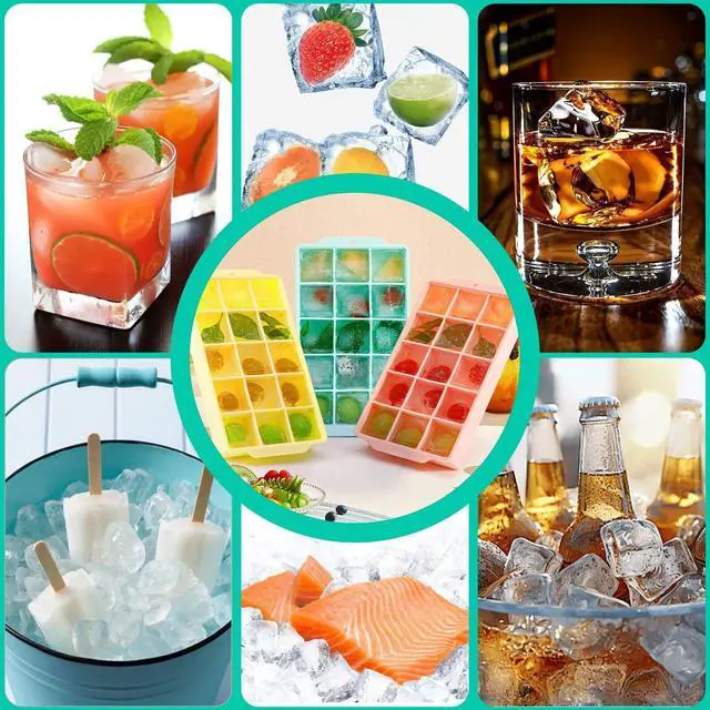 Alt view image 6 of 6 - Silicone Ice Cube Tray, Ice Tray for Freezer with Lid, 3 Pack Ice Cube Trays for Freezer with 45 Flexible Easy Release Ice Trays