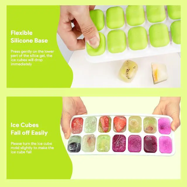 Alt view image 6 of 7 - Ice Cube Trays 4 Pack, Silicone with Removable Lid, Easy-Release Flexible 14-cube Trays, LFGB Certified and BPA Free, Stackable Covers for Cocktail, Freezer