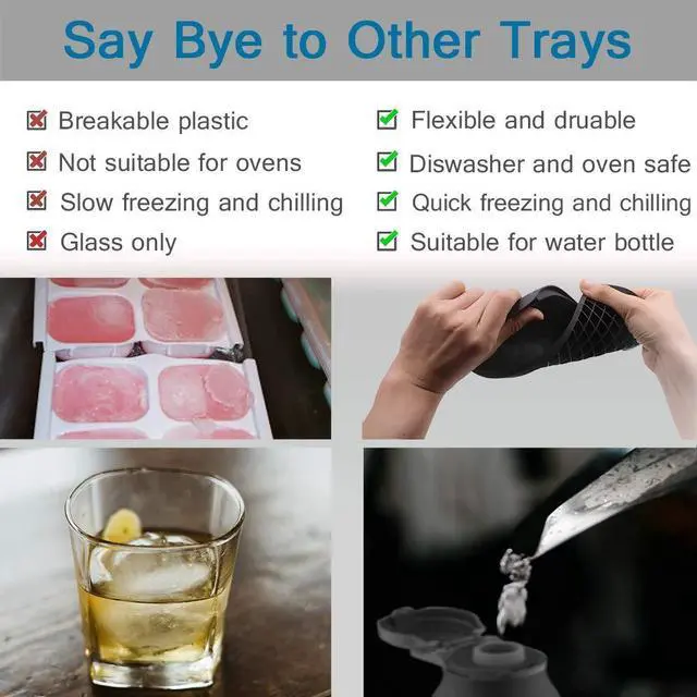 Alt view image 4 of 7 - Silicone Mini Ice Cube Trays 3 Pack, 160 Crushed Ice Cube Molds Easy Release Small Ice Cube for Chilling Whiskey Cocktail, Kitchen Gadgets Stackable Ice Trays, Specialty Accessories Tool for Freezer