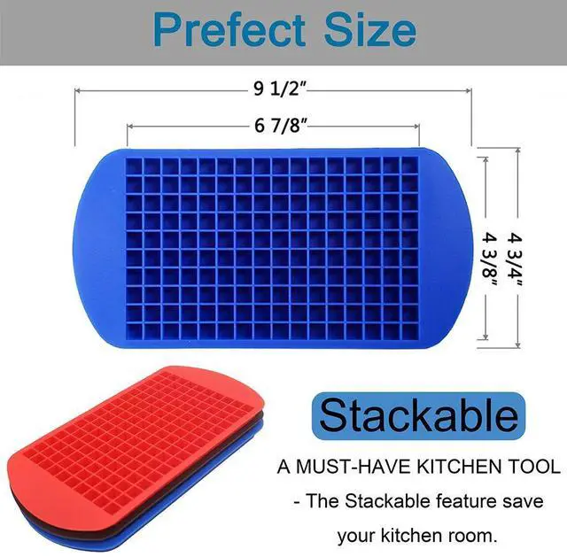 Alt view image 5 of 7 - Silicone Mini Ice Cube Trays 3 Pack, 160 Crushed Ice Cube Molds Easy Release Small Ice Cube for Chilling Whiskey Cocktail, Kitchen Gadgets Stackable Ice Trays, Specialty Accessories Tool for Freezer