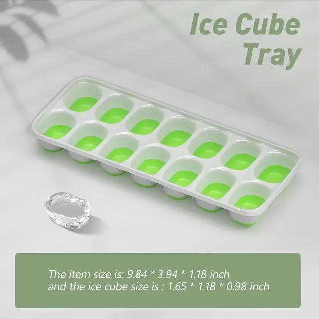 Alt view image 3 of 7 - Ice Cube Tray with Lid, 2 Packs 28 Cubes Durable Stackable Ice Cube Trays for Freezer with Removable Lids, Easy-Release Plastic & Silicone Ice Tray for Cocktail, Coffee.