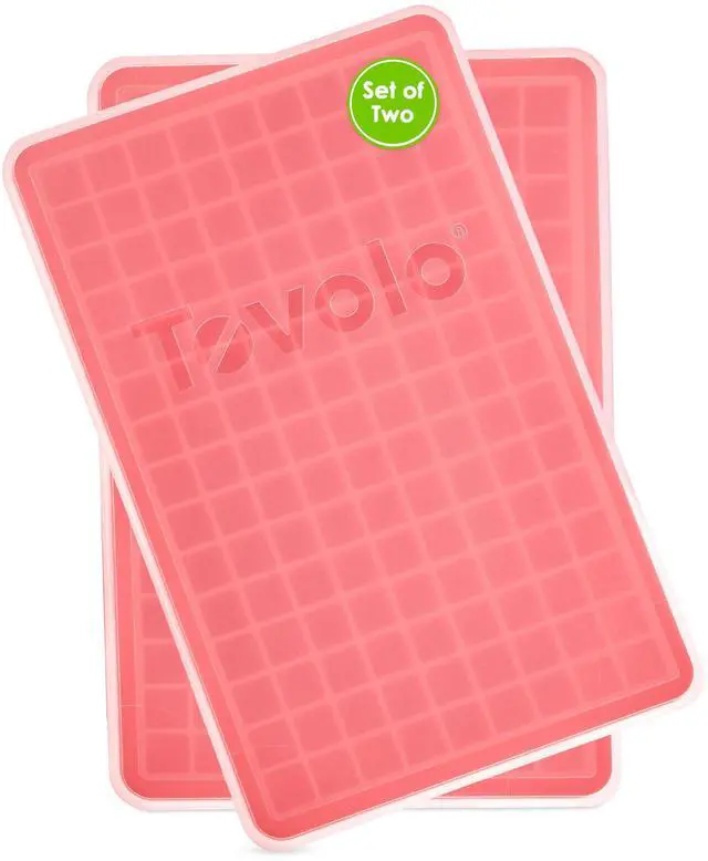 Main image of Mini Ice Cube Tray with Lid Pack of 2 Small Ice Maker for Freezer, Silicone Mini Ice Cube Trays Small Square Nugget Ice Makes 270 Tiny Cubes BPA Free Stackable Dishwasher Safe, Candy Apple Red