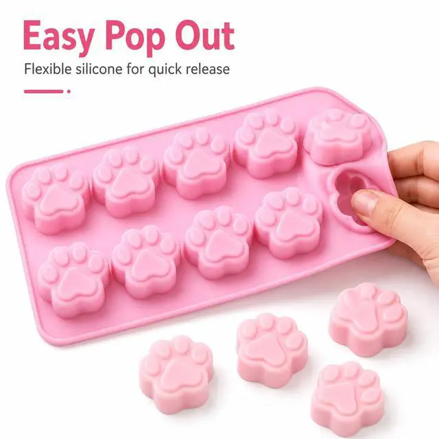 Alt view image 4 of 7 - SET OF 3 PACK X Mini Silicone DOG Pet Animal Paw Print Ice Cube Chocolate Soap Candle Tray Mold Party maker (Ships From USA)