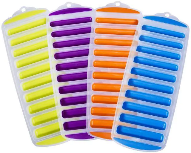 Main image of 4 Pack Ice Cube Trays, Narrow Water Bottle Ice Cube Tray Stick, Silicone Ice Trays for Freezer with Easy Push and Pop Out Material, Ideal for Sports and Water Bottles