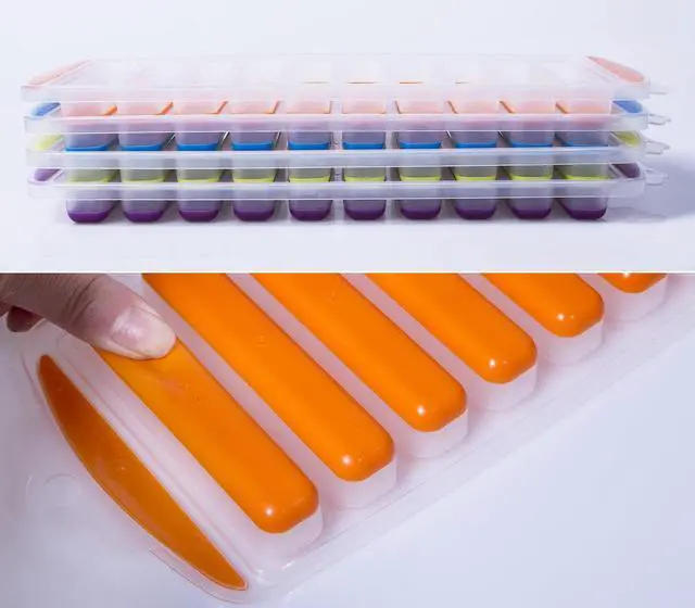 Alt view image 4 of 7 - 4 Pack Ice Cube Trays, Narrow Water Bottle Ice Cube Tray Stick, Silicone Ice Trays for Freezer with Easy Push and Pop Out Material, Ideal for Sports and Water Bottles