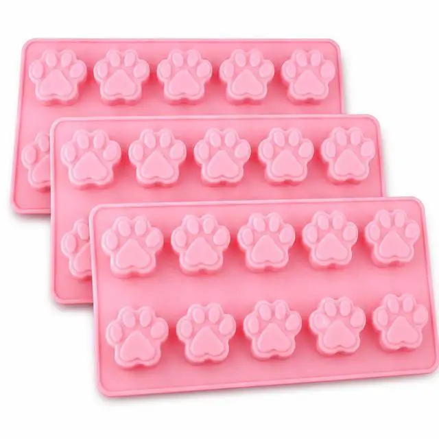 Main image of SET OF 3 PACK X Mini Silicone DOG Pet Animal Paw Print Ice Cube Chocolate Soap Candle Tray Mold Party maker (Ships From USA)