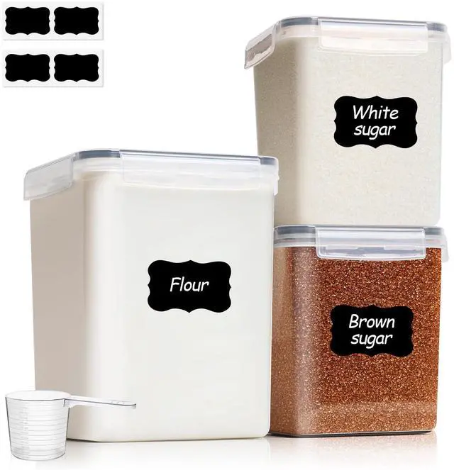 Main image of Airtight Flour and Sugar Container 2.6Qt & 5.5Qt 3Pack, Wide Mouth