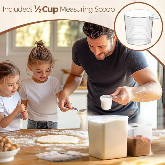 Alt view image 7 of 7 - Airtight Flour and Sugar Container 2.6Qt & 5.5Qt 3Pack, Wide Mouth