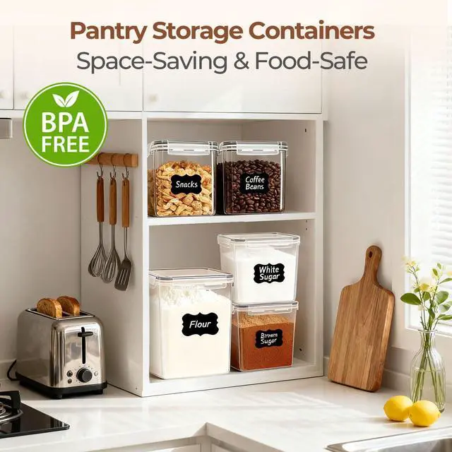 Alt view image 5 of 7 - Airtight Flour and Sugar Container 2.6Qt & 5.5Qt 3Pack, Wide Mouth