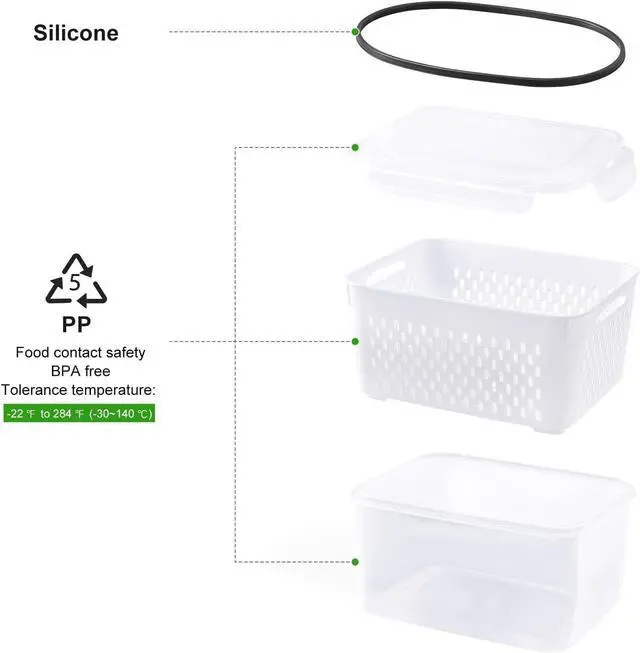 Alt view image 7 of 7 - Fruit Storage Containers for Fridge with Removable Colander, Airtight Food Storage Container, Dishwasher Safe Produce Saver for Refrigerator, Keep Berry Fruit Fresh Longer 4 pcs Small Clear
