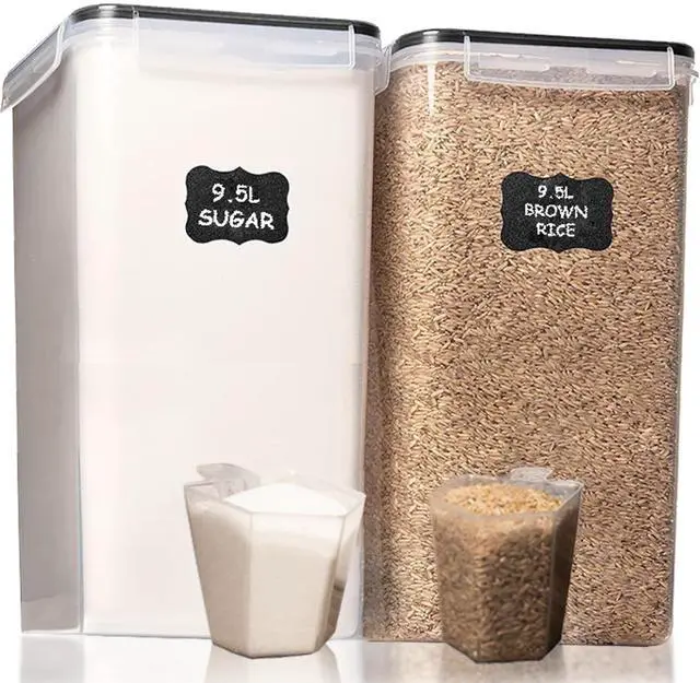 Main image of 2 PC (9.5L | 321 Oz) Extra Large Bulk Food Storage Containers with Airtight Lids for Flour, Sugar, Rice, Cereal & Pasta - Leakproof, BPA-Free Plastic Canisters for Kitchen & Pantry Organization