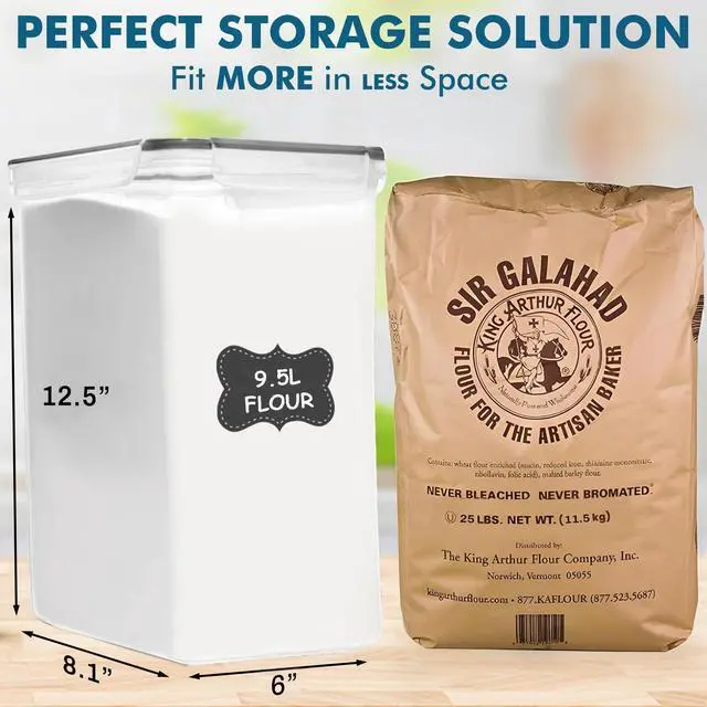 Alt view image 2 of 7 - 2 PC (9.5L | 321 Oz) Extra Large Bulk Food Storage Containers with Airtight Lids for Flour, Sugar, Rice, Cereal & Pasta - Leakproof, BPA-Free Plastic Canisters for Kitchen & Pantry Organization