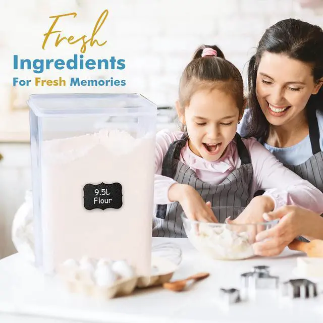 Alt view image 6 of 7 - 2 PC (9.5L | 321 Oz) Extra Large Bulk Food Storage Containers with Airtight Lids for Flour, Sugar, Rice, Cereal & Pasta - Leakproof, BPA-Free Plastic Canisters for Kitchen & Pantry Organization