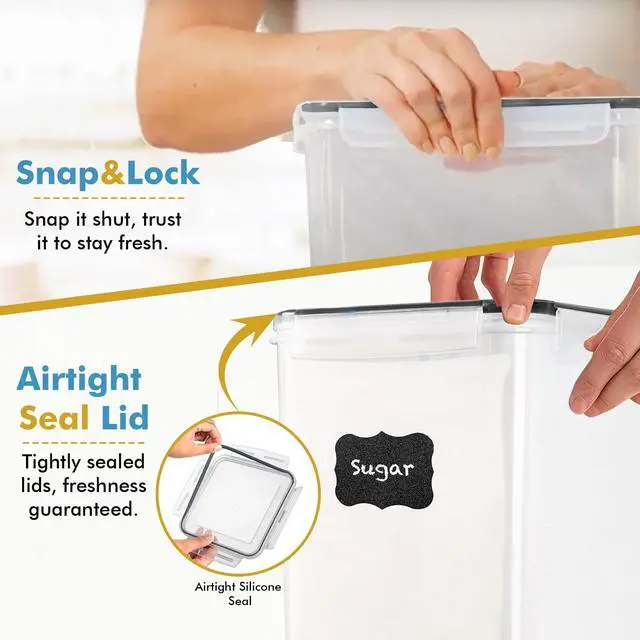 Alt view image 7 of 7 - 2 PC (9.5L | 321 Oz) Extra Large Bulk Food Storage Containers with Airtight Lids for Flour, Sugar, Rice, Cereal & Pasta - Leakproof, BPA-Free Plastic Canisters for Kitchen & Pantry Organization
