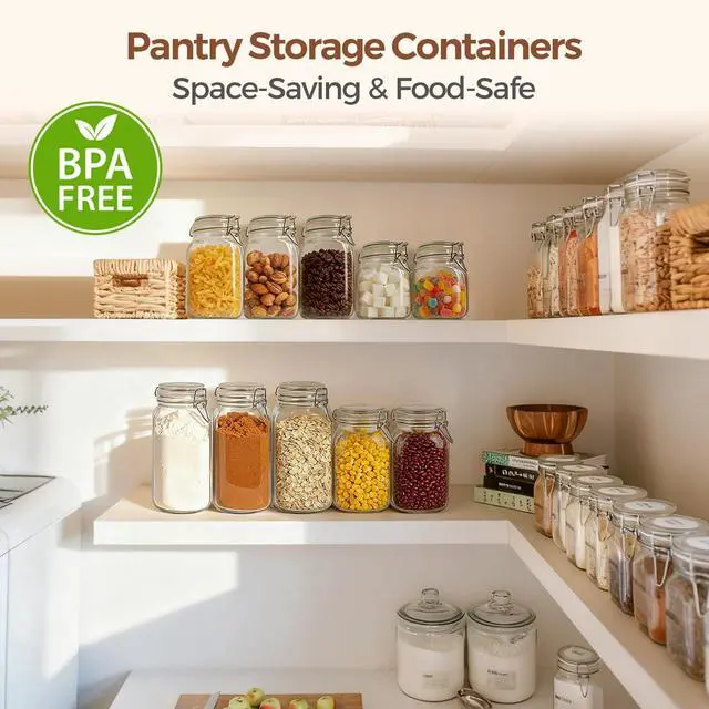 Alt view image 6 of 7 - Large Square Glass Jars with Airtight Lids 78 oz 3 Pack Wide Mouth