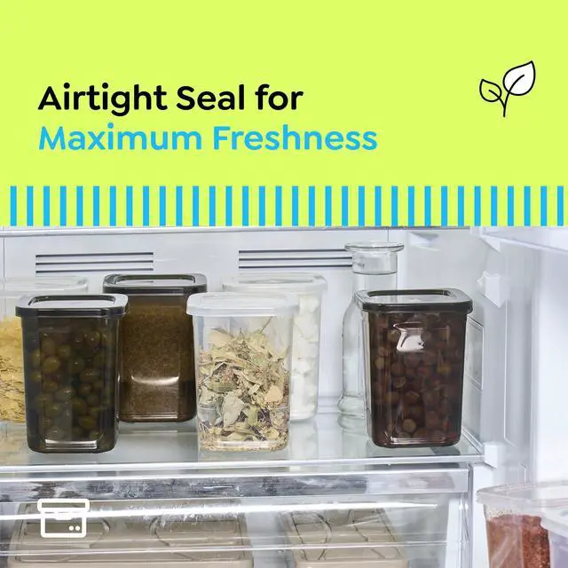 Alt view image 3 of 6 - 10 Pack 39 oz Airtight Food Storage Containers with Attached Hinged Lids Stackable BPA Free Plastic Pantry Storage Containers for Flour, Sugar & Cereal Clear Kitchen Containers