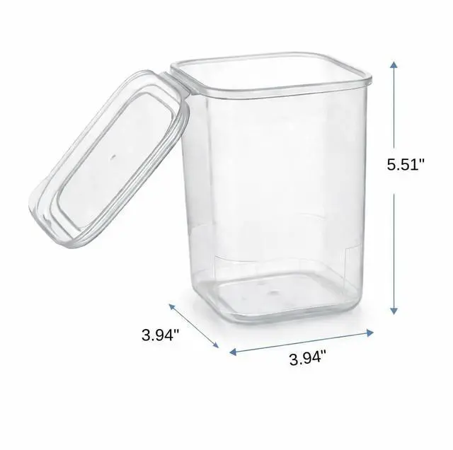 Alt view image 6 of 6 - 10 Pack 39 oz Airtight Food Storage Containers with Attached Hinged Lids Stackable BPA Free Plastic Pantry Storage Containers for Flour, Sugar & Cereal Clear Kitchen Containers