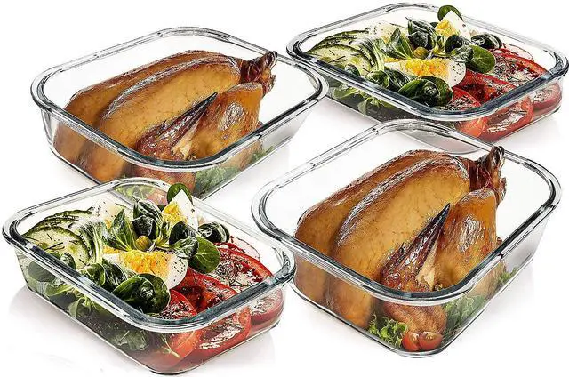 Alt view image 5 of 6 - [80 oz & 36 oz Extra Large Glass Food Storage/Baking Containers Set with Lids, 2 Pack 80 oz(10 cup)&2 Pack 36 oz (4.5 cup) Airtight Glass Container,Microwave,Oven,Freezer and Dishwasher
