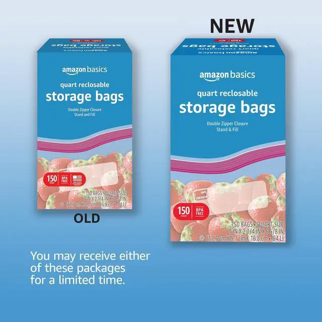 Alt view image 2 of 5 - Reclosable Quart Food Storage Bags with Double Zipper Seal, BPA Free, 150 Count