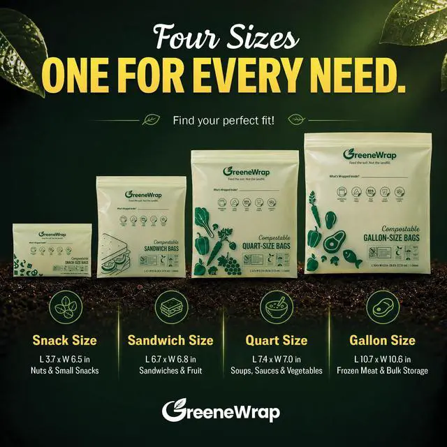 Alt view image 5 of 7 - Compostable Gallon Freezer Bags, 25 Count, Extra Thick 2 Mil, Resealable Leak-Proof Zipper, BPI Certified, ASTM D6400, Gallon Food Storage Bags