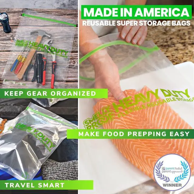 Alt view image 3 of 5 - REUSABLE STORAGE BAGS, Extra Large HEAVY DUTY 5-mils US-Made, BPA FREE, NO PEVA, Dishwasher-Safe Reusable Freezer Bags Triple Zip CLEAR FLAT XXL 2-Gallon 12" x 16" - 5pk