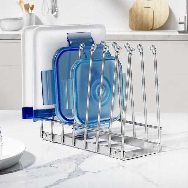 Alt view image 6 of 7 - Reusable Bag Drying Rack, Foldable Metal Stand for Reusable Ziplock & Silicone Storage Bags, Rustproof Kitchen Dryer, Silver