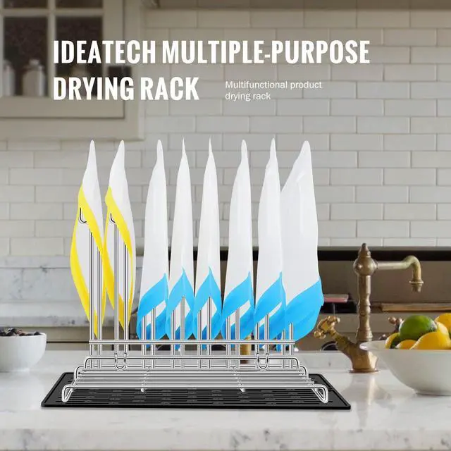 Alt view image 3 of 7 - Reusable Bag Rack with Cup Drying Mat,Plastic Bag Dryer Rack Dish Drying,Collapsible Kitchen Counter Storage Organizer Sponge Holder,Dryer Rack for Silicone Storage Bag,Kitchen Must Have